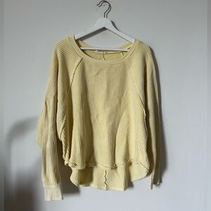 Bucketlist Waffle Knit Pullover Oversized Raw Hem Boho Top Size XL